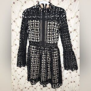 Elegant Black Lace Long Sleeve Dress